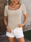 Mandy Square Neck Short Sleeve Top