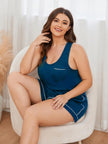 Plus Size Contrast Piping Racerback and Shorts Pajama Set