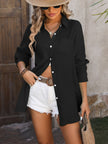 Mandy Textured Button Up Dropped Shoulder Shirt