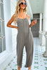 Shiny Round Neck Pocketed Sleeveless Jumpsuit