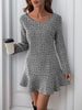 Perfee Asymmetric Long Sleeve Mini Dress