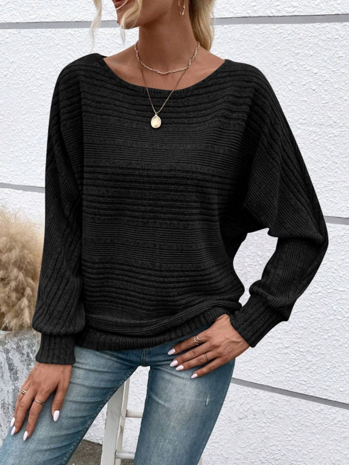 Full Size Round Neck Long Sleeve Sweater