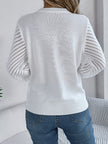 Openwork Round Neck Long Sleeve Knit Sweater