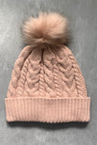 Cable-Knit Cuffed Hat with Pom-pom