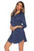 Button Up Collared Neck Night Dress with Pocket