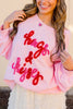 Valentine’s Day HUG AND KISSES Round Neck Sweatshirt