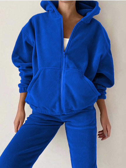 Zip Up Long Sleeve Hooded and Joggers Set