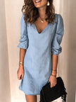 Full Size V-Neck Half Sleeve Mini Dress