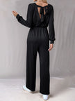 Tied Round Neck Wide Leg Jumpsuit