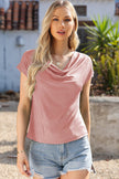 Cowl Neck Short Sleeve Blouse