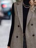 Buttoned Collared Neck Longline Vest Coat