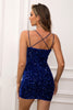 Sequin Double-Strap Bodycon Mini Dress