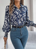 Printed Collared Neck Lantern Sleeve Shirt