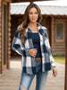 Full Size Pocketed Plaid Collared Neck Jacket