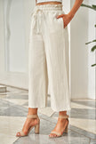 Drawstring Waist Wide Leg Pants