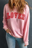 LOVER Round Neck Dropped Shoulder Sweatshirt