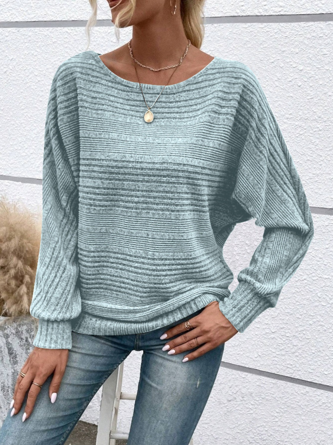 Full Size Round Neck Long Sleeve Sweater