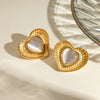 Stainless Steel Cat's Eye Stone Heart Earrings