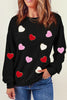 Valentine's Day Contrast Heart Long Sleeve Sweatshirt