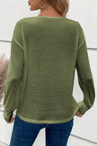 Decorative Button V-Neck Long Sleeve Sweater