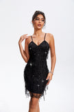 Sequin V-Neck Wrap Cami Mini Dress