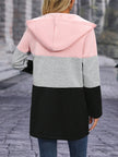 Color Block Zip Up Long Sleeve Hooded Jacket