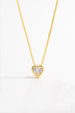 Sterling Silver Inlaid Zircon Heart Pendant Necklace