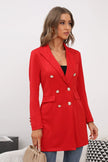 Buttoned Lapel Collar Long Sleeve Blazer