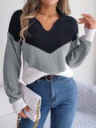 Color Block Dropped Shoulder Sweater