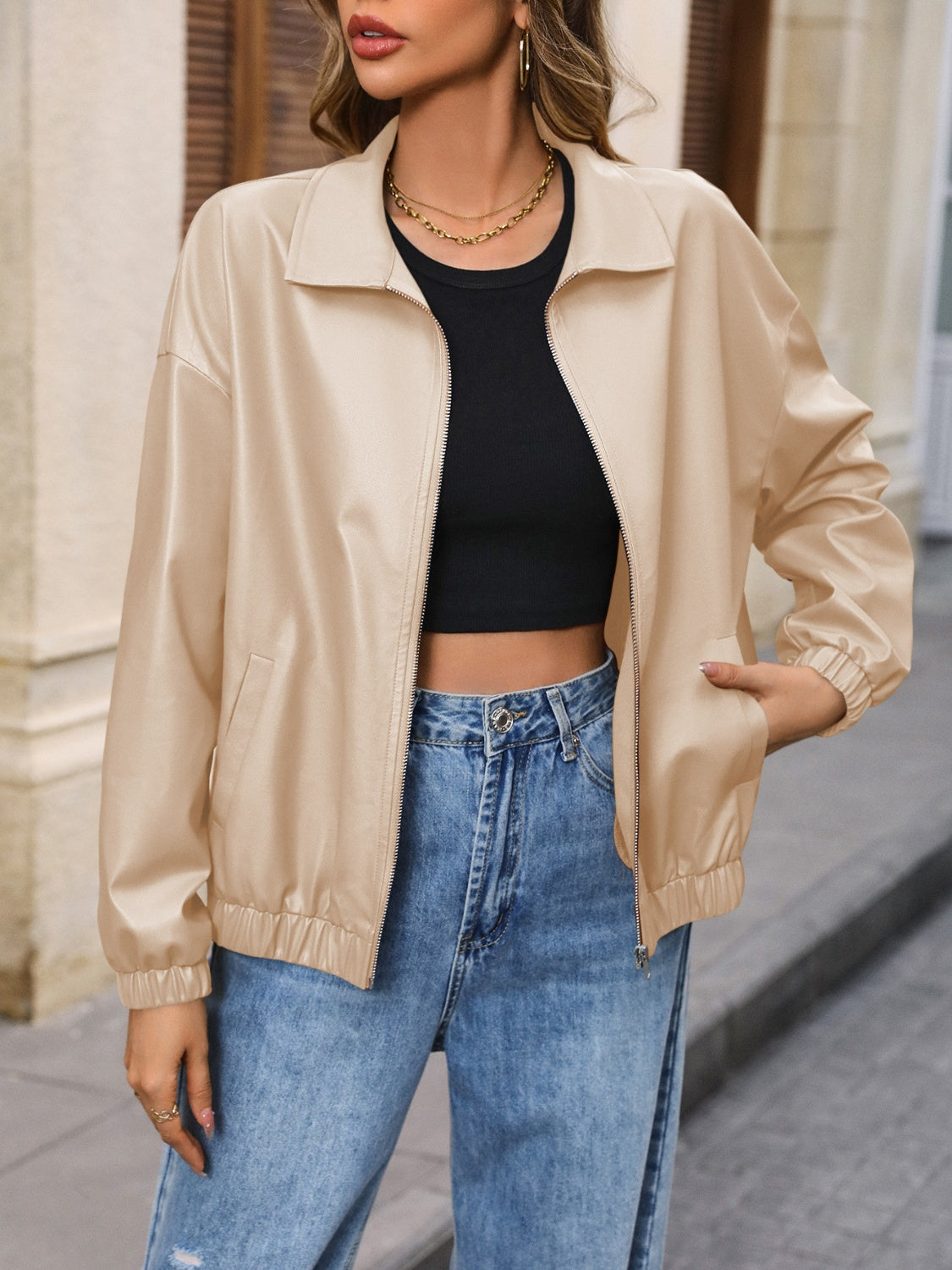 Ivy Lane Zip Up Dropped Shoulder Jacket