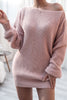 Boat Neck Long Sleeve Sweater Mini Dress