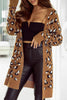 Full Size Leopard Open Front Long Sleeve Cardigan