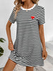 Striped Round Neck Short Sleeve Mini Dress