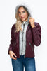 Faux Layered Double-Zipper Jacket with Fuzzy Hood