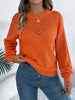 Openwork Round Neck Long Sleeve Knit Sweater