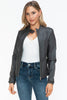 Snobbish PU Leather Biker Jacket with Side Zip Pockets