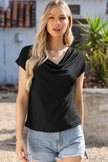 Cowl Neck Short Sleeve Blouse