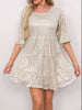 Sequin Round Neck Half Sleeve Mini Dress