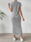 Tied Striped Round Neck Short Sleeve Maxi Tee Dress