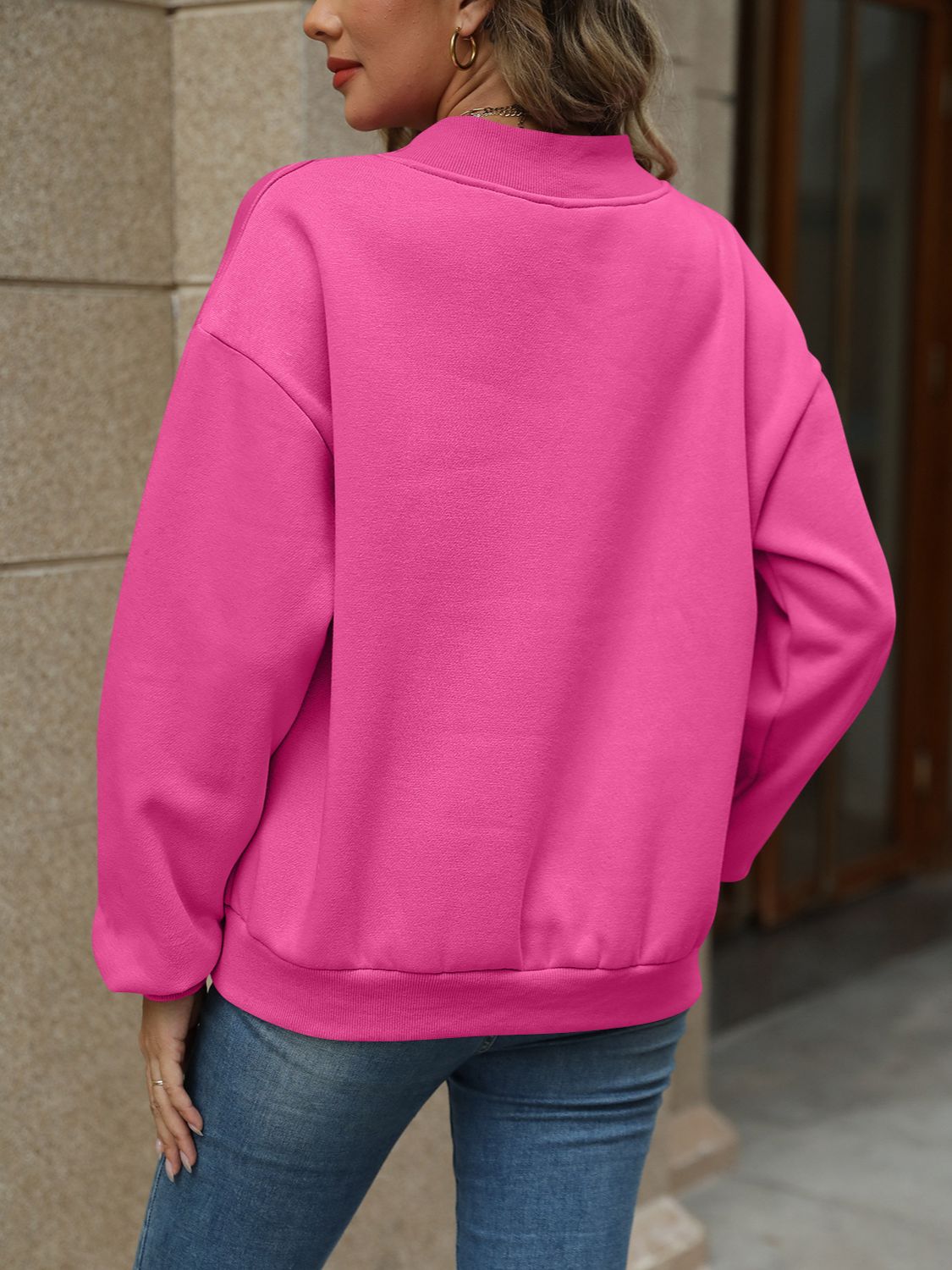 V-Neck Long Sleeve Dropped Shoulder Sweater