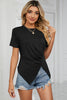 Ruched Round Neck Short Sleeve T-Shirt