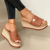 PU Leather Open Toe Wedge