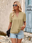 V-Neck Short Sleeve Blouse