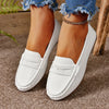 PU Leather Round Toe Flat Slip-Ons