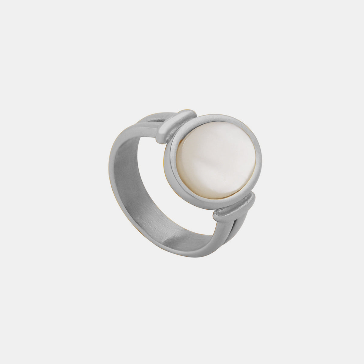 Titanium Steel White Sea Shell Ring