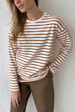 Round Neck Striped Dropped Shoulder T-Shirt