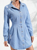 Button-Up Long Sleeve Denim Mini Dress