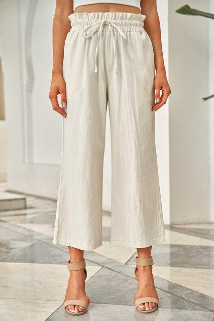 Drawstring Waist Wide Leg Pants