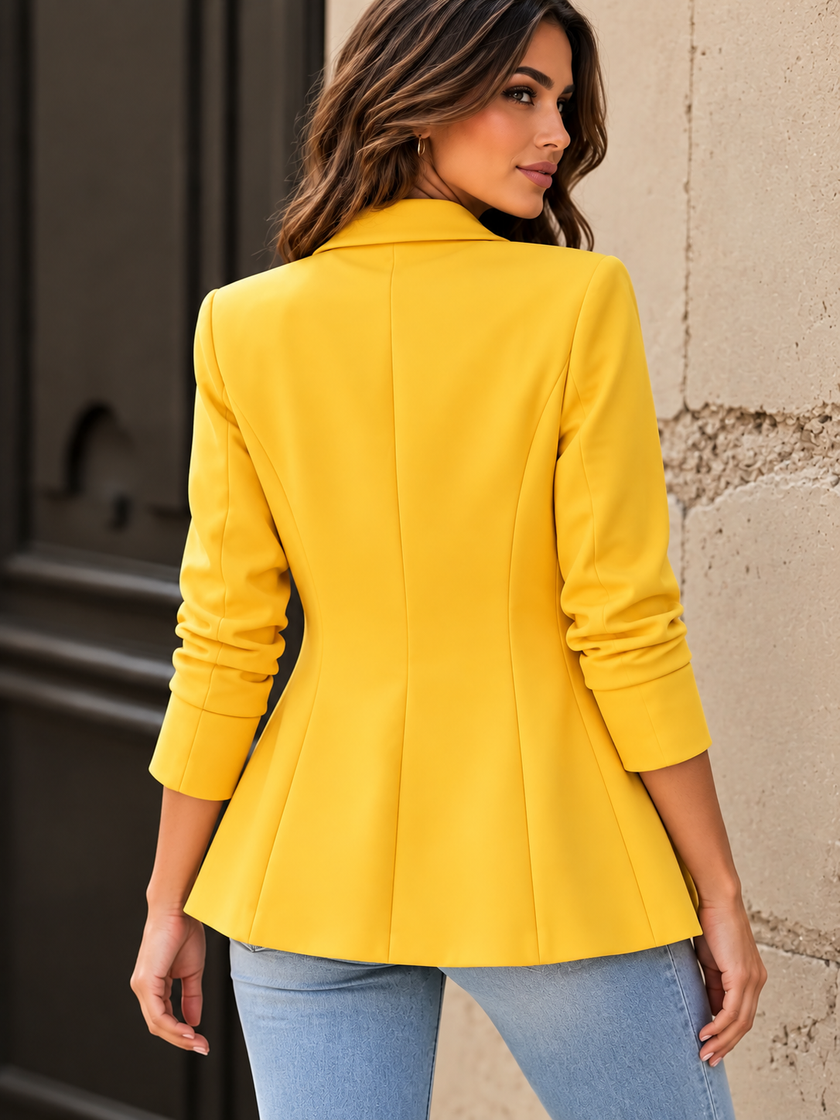 Full Size Single-Breasted Lapel Collar Blazer Plus Size
