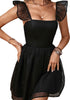 Perfee Ruffled Square Neck Fishnet A-Line Dress